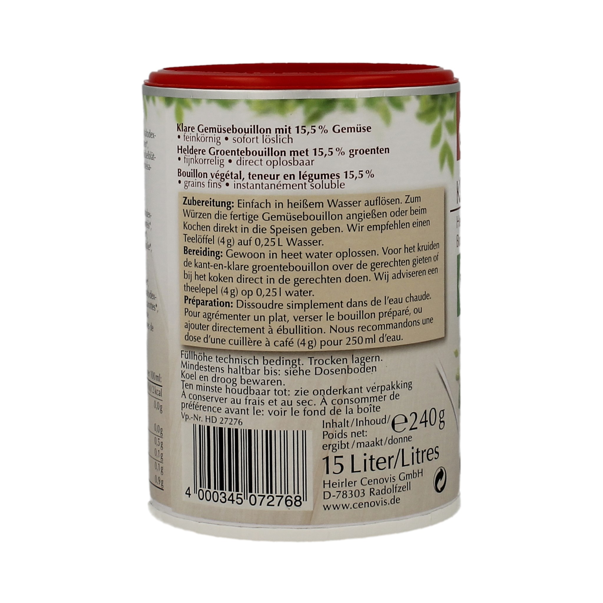 Cenovis Heldere Groenten Bouillon 240 gram - Afbeelding 3